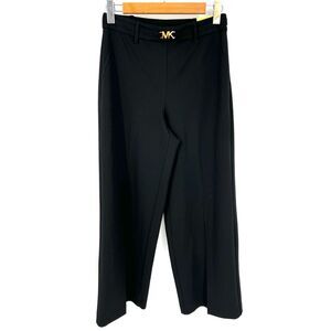 MICHAEL‎ KORS Pants Womens Size 8 Wide Leg High-Rise Crop Black Buckle NWT